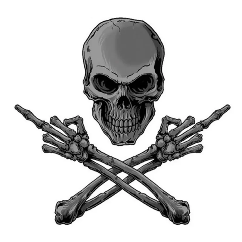 Autocollant / Sticker – LETHAL THREAT Mini Middle Finger Skull 6 x 8cm Usine Directe