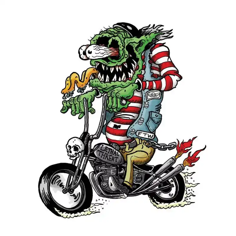 Dernier Modèle Autocollant / Sticker – LETHAL THREAT Mini Hardcore Biker Monster 6 x 8cm
