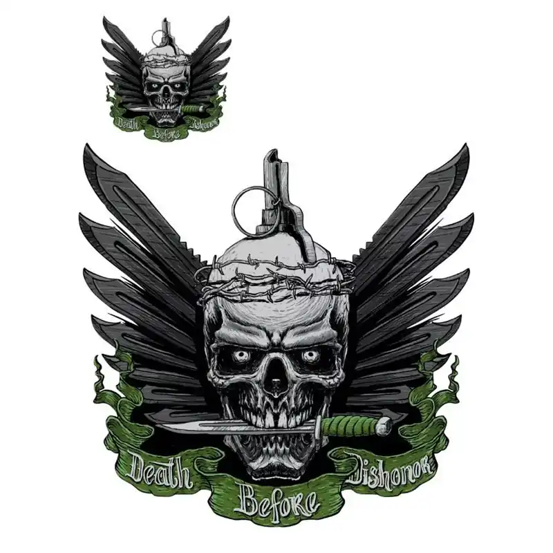 Autocollant / Sticker – LETHAL THREAT Mini Death Before Dishonor 6 x 8cm Commander Maintenant