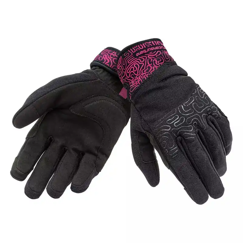 Expédition Rapide Gants Moto – Tucano Lady Miky Graphic (femme) Printemps / été – Noir / Fuchsia XS