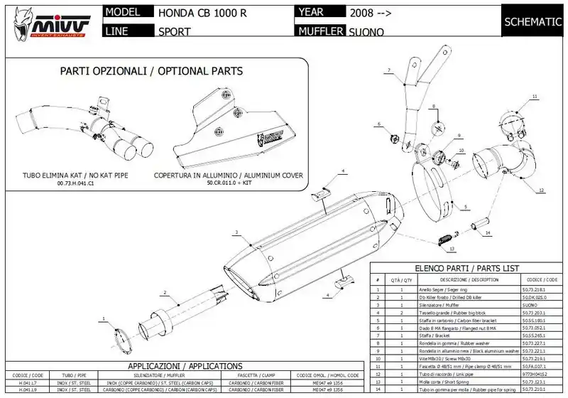 Offre Limitée Mivv silencieux Suono conception titane pour Honda CB1000R
