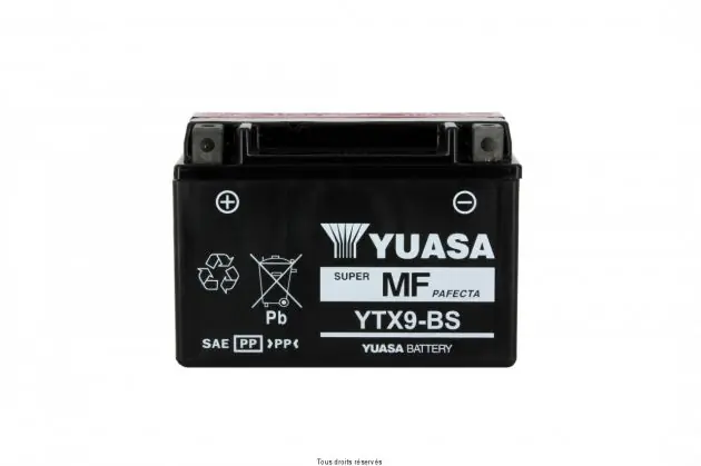 Batterie YTX9-BS Yuasa sans entretien livrée avec pack acide Expédition Rapide