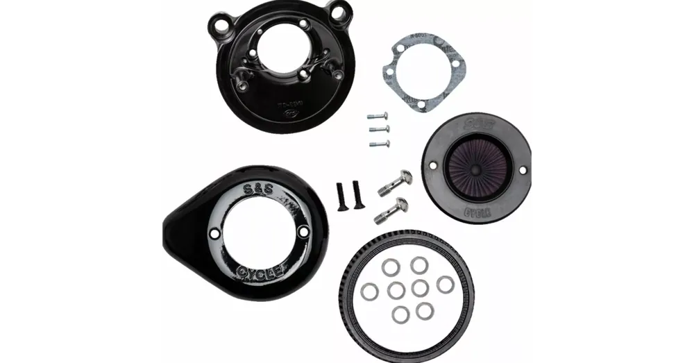 Kit Filtre à Air S&S Stinger Stealth Cache Teardrop Noir Brillant Sportster XL Commander Vite