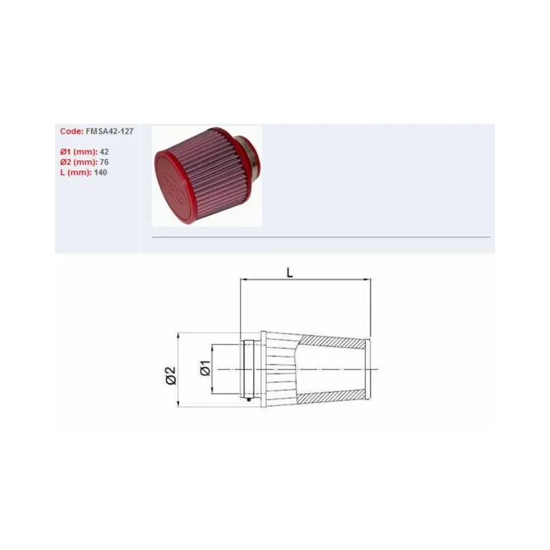 Seulement Aujourd&rsquo;hui Filtre à air BMC conique Ø42mm – FMSA42-127