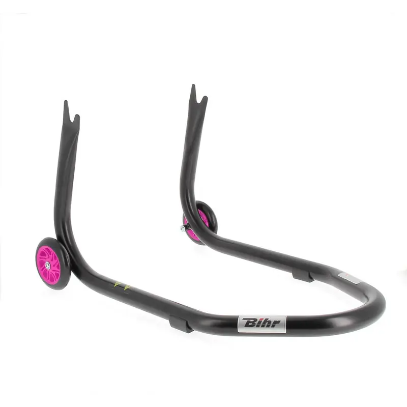 Béquille arrière BIHR Home Track fixe supports en "V" noir mat roues rose Prix Promo
