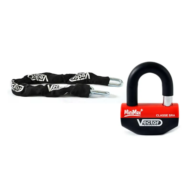 Kit antivol VECTOR – chaîne 1,10m + cadenas/bloque-disque MiniMax+ Seulement Aujourd&rsquo;hui