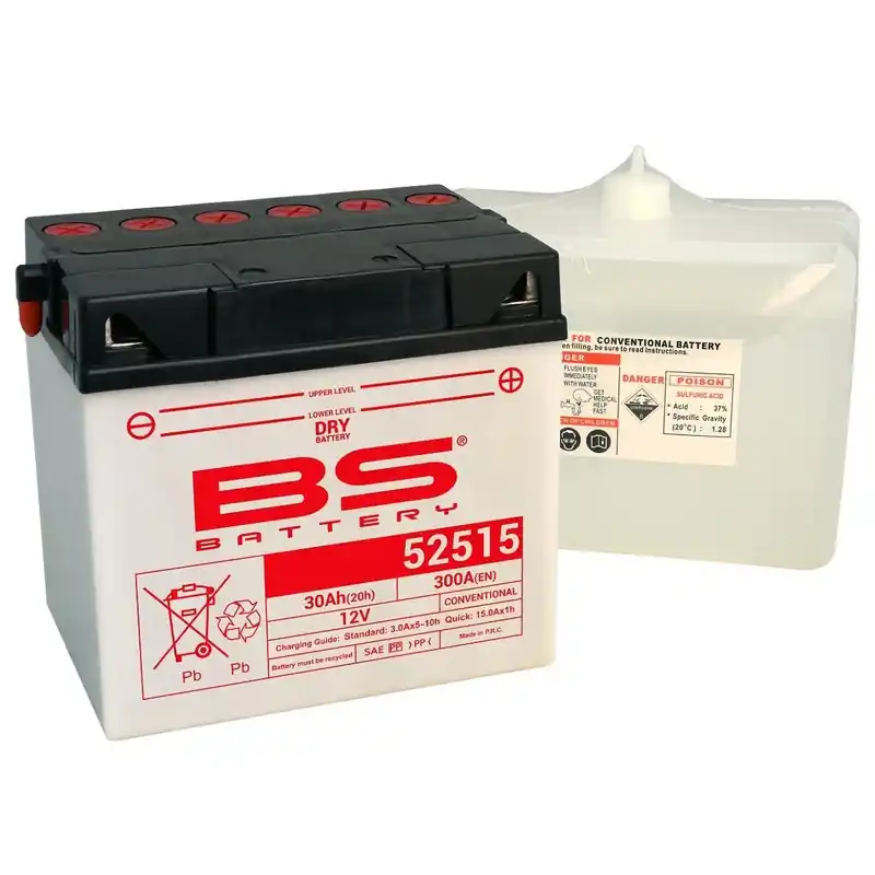 Batterie BS BATTERY conventionnelle avec pack acide – 52515 (B60N30L-A) Meilleur Choix