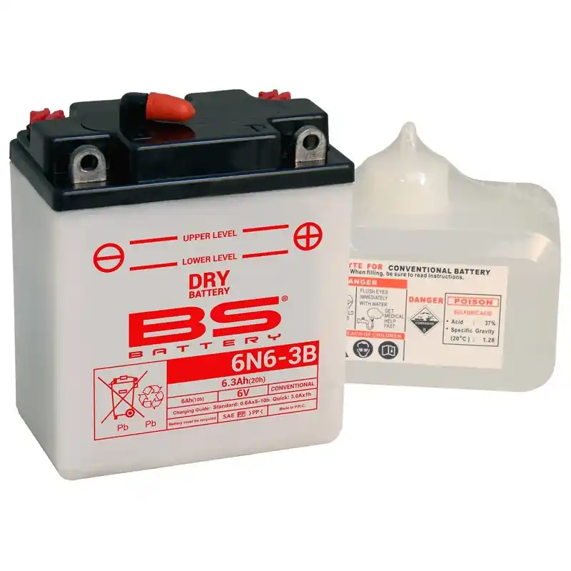 Batterie BS BATTERY conventionnelle avec pack acide – 6N6-3B Commande En Gros