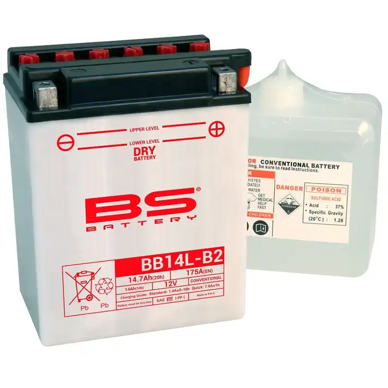 Batterie BS BATTERY Haute-performance avec pack acide – BB14L-B2 Promotion Saisonnière