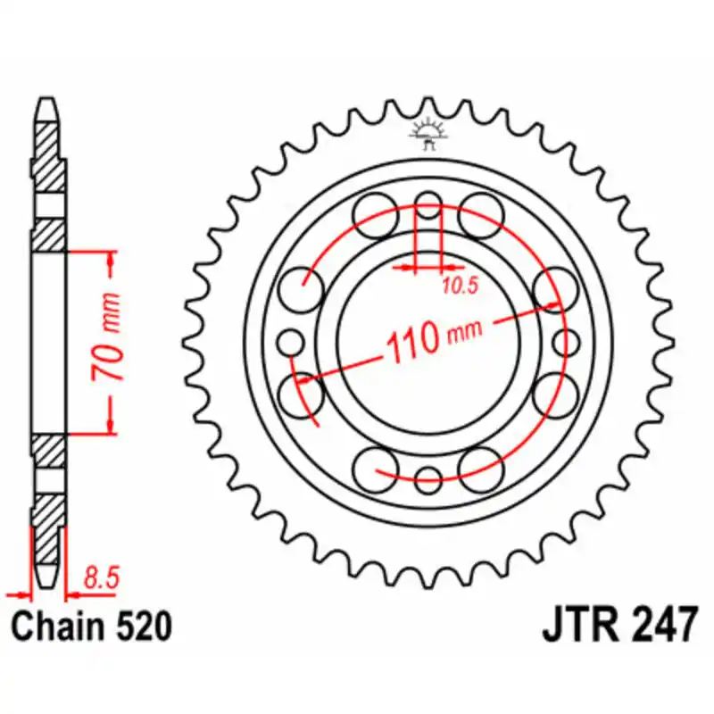 Bon Marché Couronne JT SPROCKETS acier standard 247 – 520