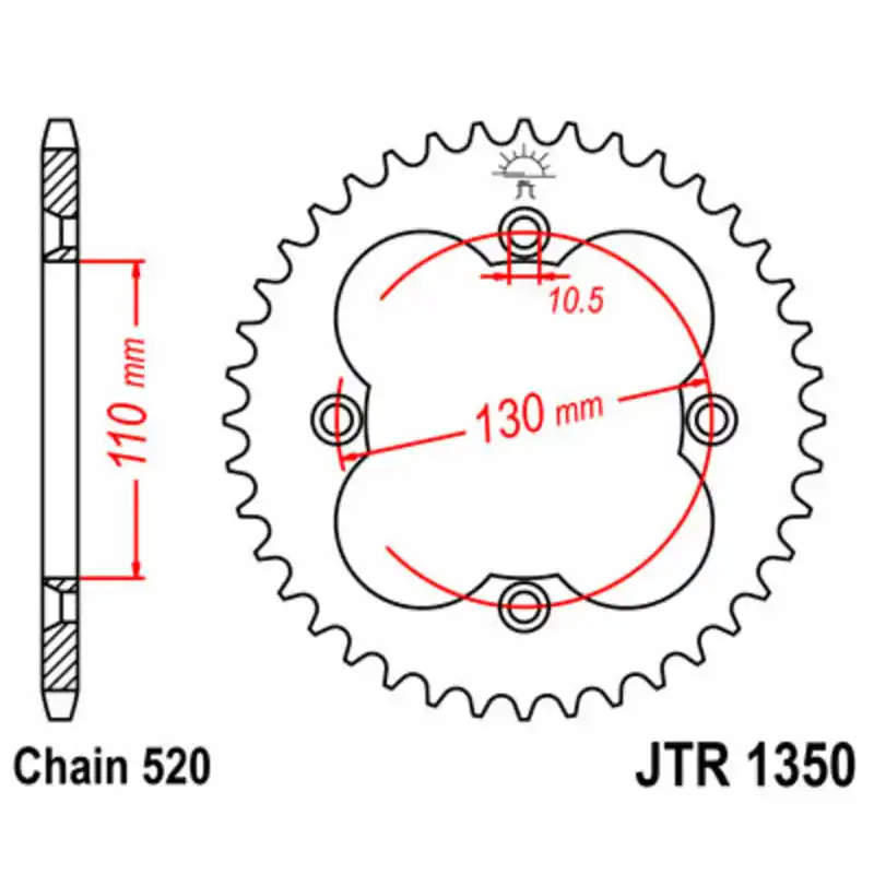 Marque Couronne JT SPROCKETS acier standard 1350 - 520