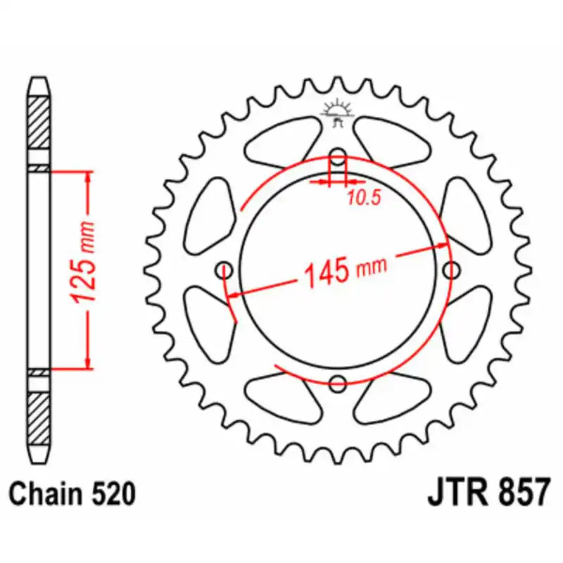 Couronne JT SPROCKETS acier standard 857 – 520 Expédition Rapide