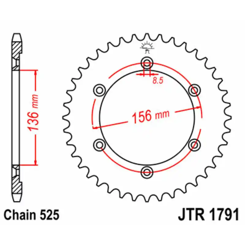Top Vente Couronne JT SPROCKETS acier standard 1791 – 525