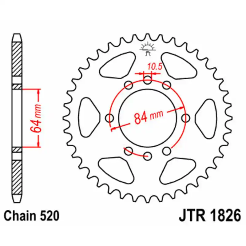 Couronne JT SPROCKETS acier standard 1826 – 520 Quantité Limitée