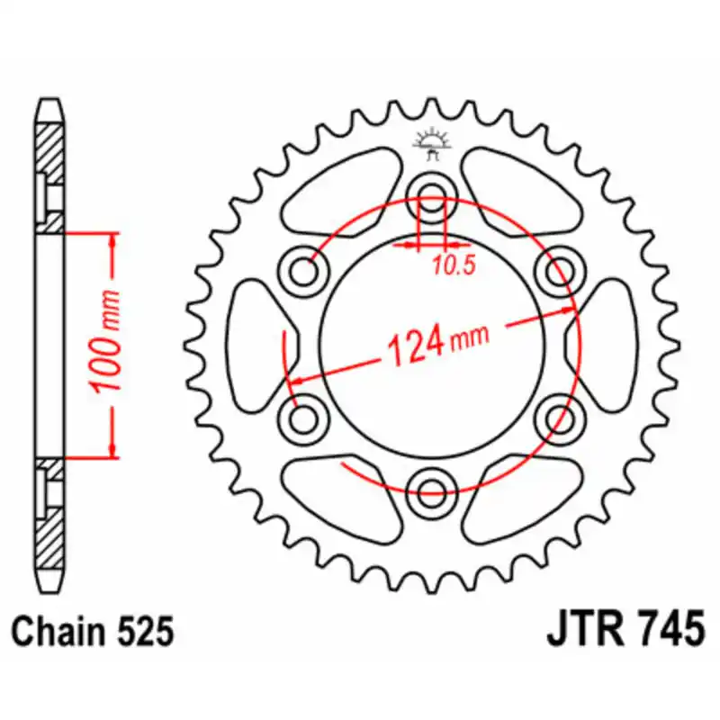 Remise Couronne JT SPROCKETS acier standard 745 – 525