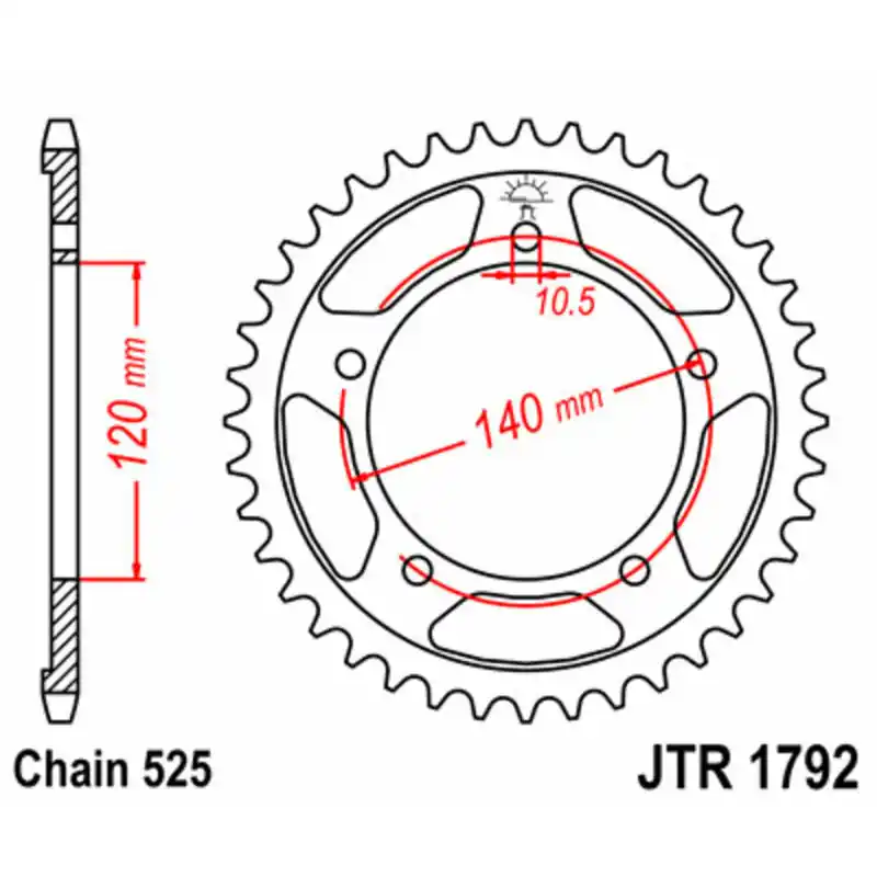 Couronne JT SPROCKETS acier standard 1792 – 525 Expédition Rapide