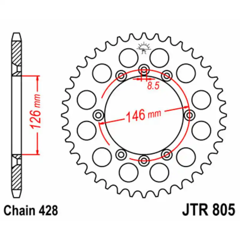 Super Prix Couronne JT SPROCKETS acier standard 805 – 428