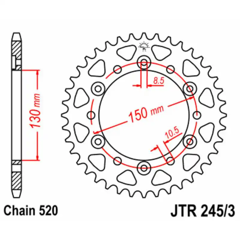 Couronne JT SPROCKETS acier standard 245/3 – 520 Meilleure Vente