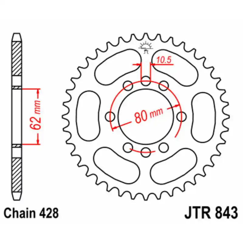 Certifié Couronne JT SPROCKETS acier standard 843 – 428