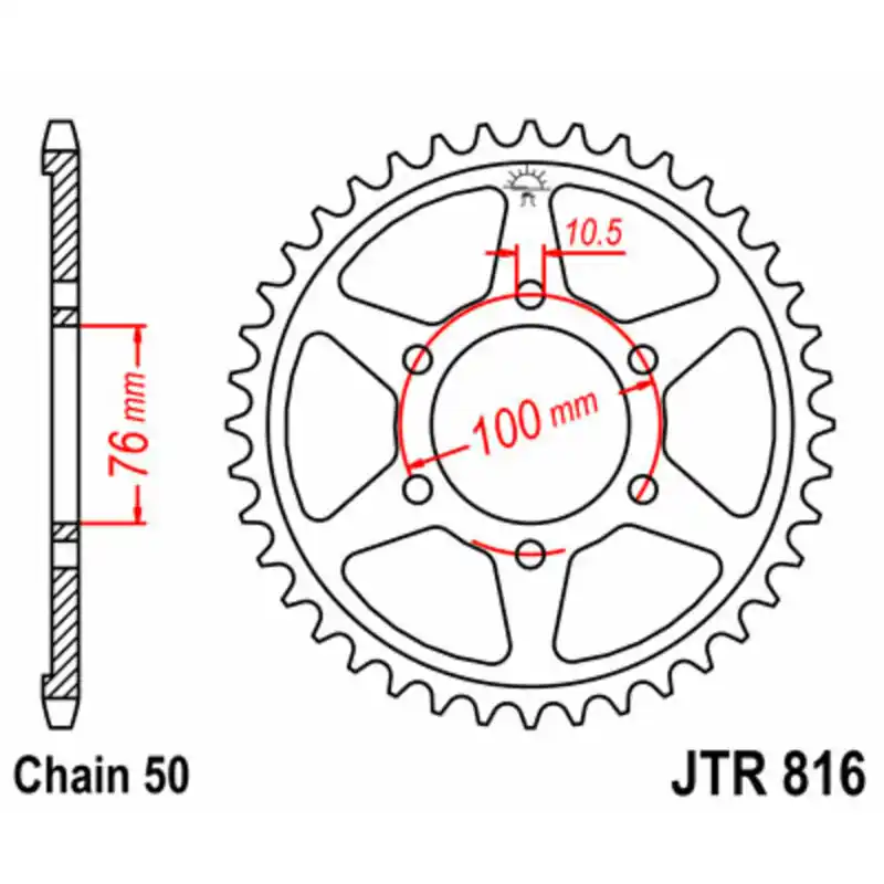 Couronne JT SPROCKETS acier standard 816 – 530 Commande En Gros