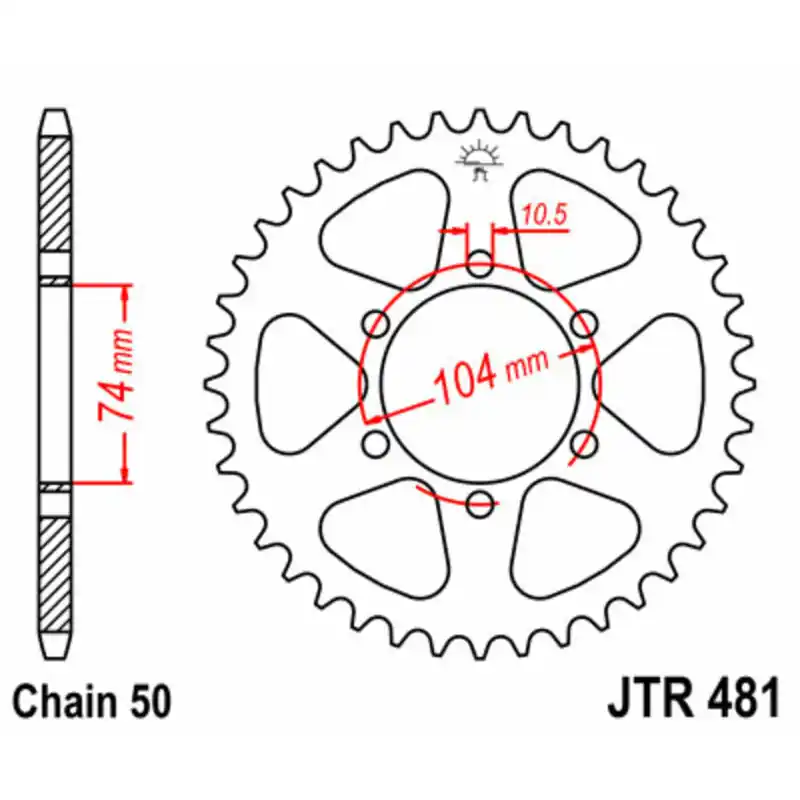 Couronne JT SPROCKETS acier standard 481 - 530 Promotion Saisonnière