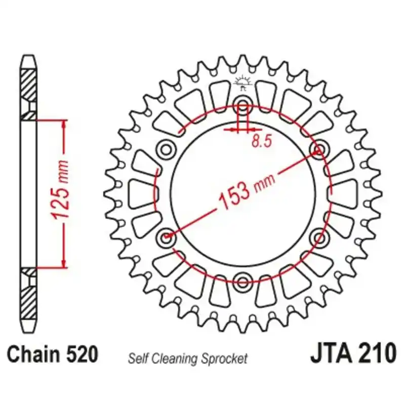 Couronne JT SPROCKETS aluminium ultra-light anti-boue 210 – 520 Must-Have