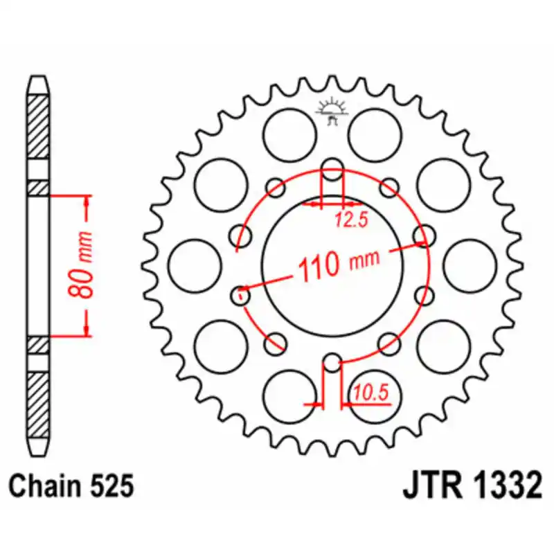 Haute Qualité Couronne JT SPROCKETS acier standard 1332 - 525
