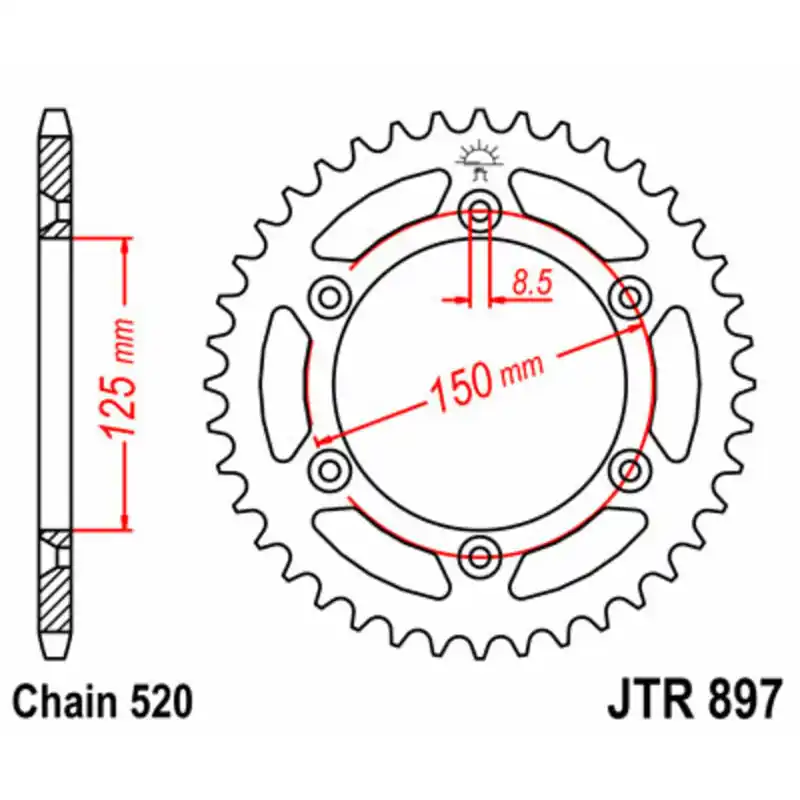 Prix Choc Couronne JT SPROCKETS acier standard 897 – 520
