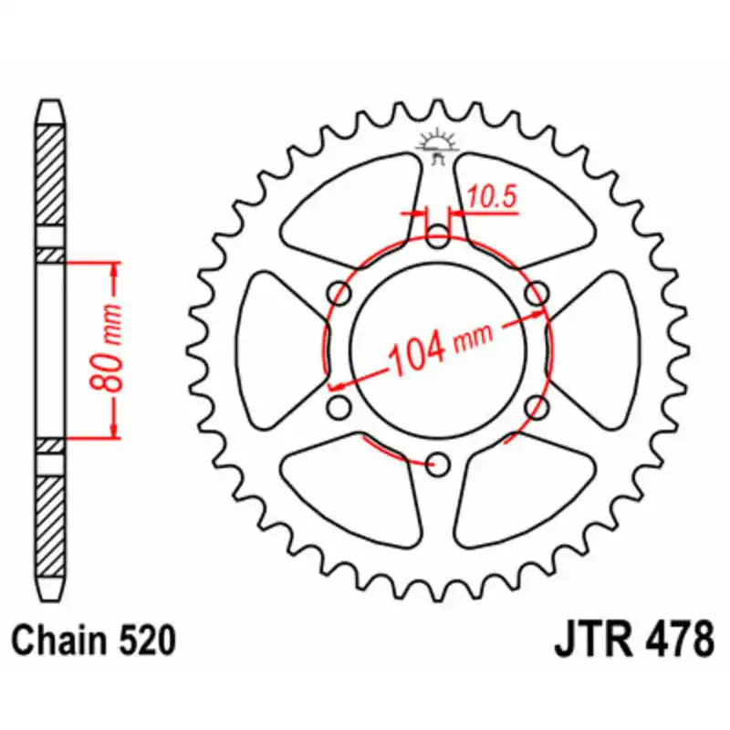 Petit Prix Couronne JT SPROCKETS acier standard 478 – 520