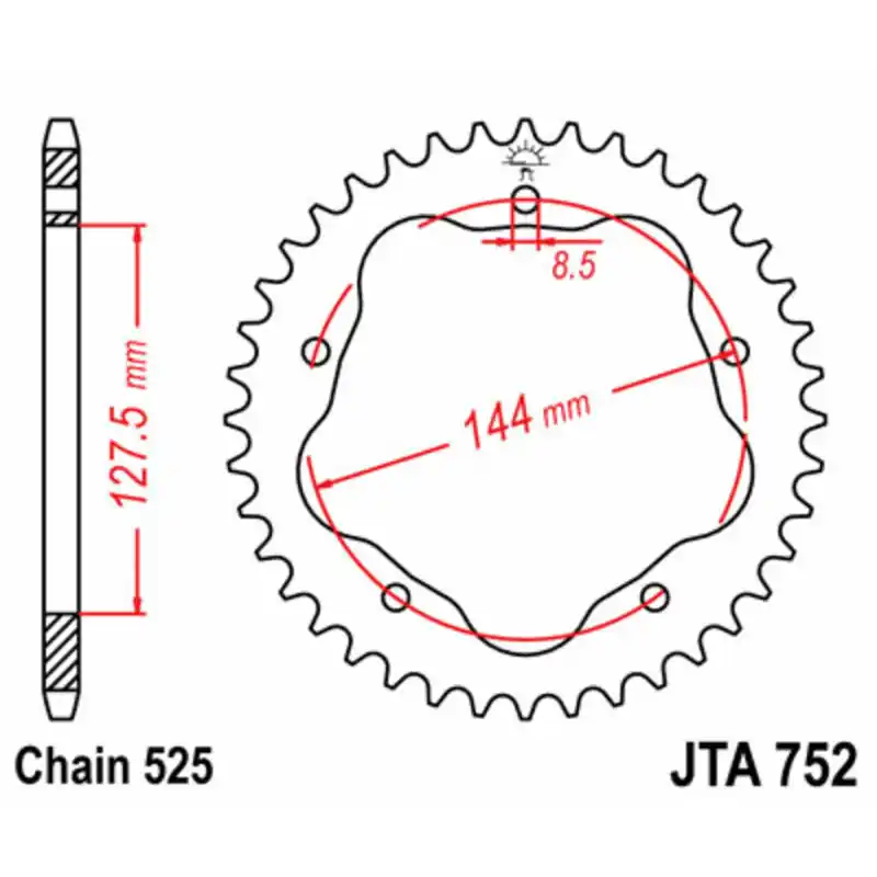 Couronne JT SPROCKETS aluminium Ultra-Light 752 - 525 Seulement Aujourd'hui