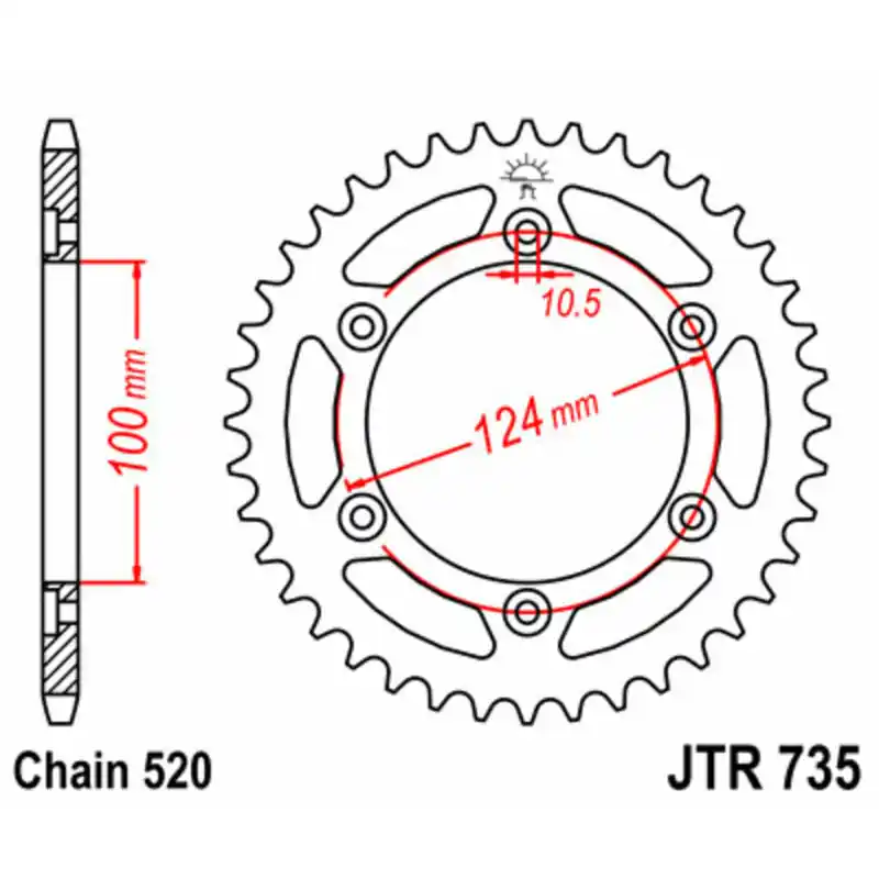 Couronne JT SPROCKETS acier standard 735 – 520 Affaire À Saisir