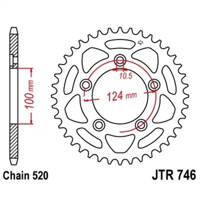 Couronne JT SPROCKETS acier standard 746 – 520 Prix Choc