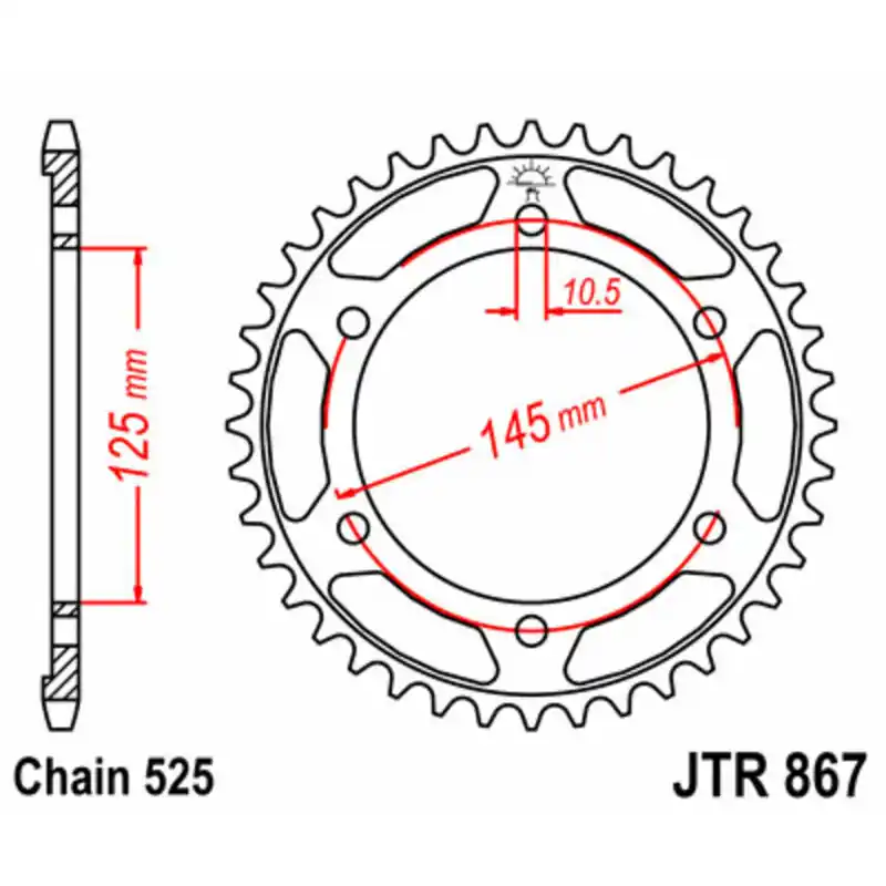 Couronne JT SPROCKETS acier standard 867 – 525 Soldes