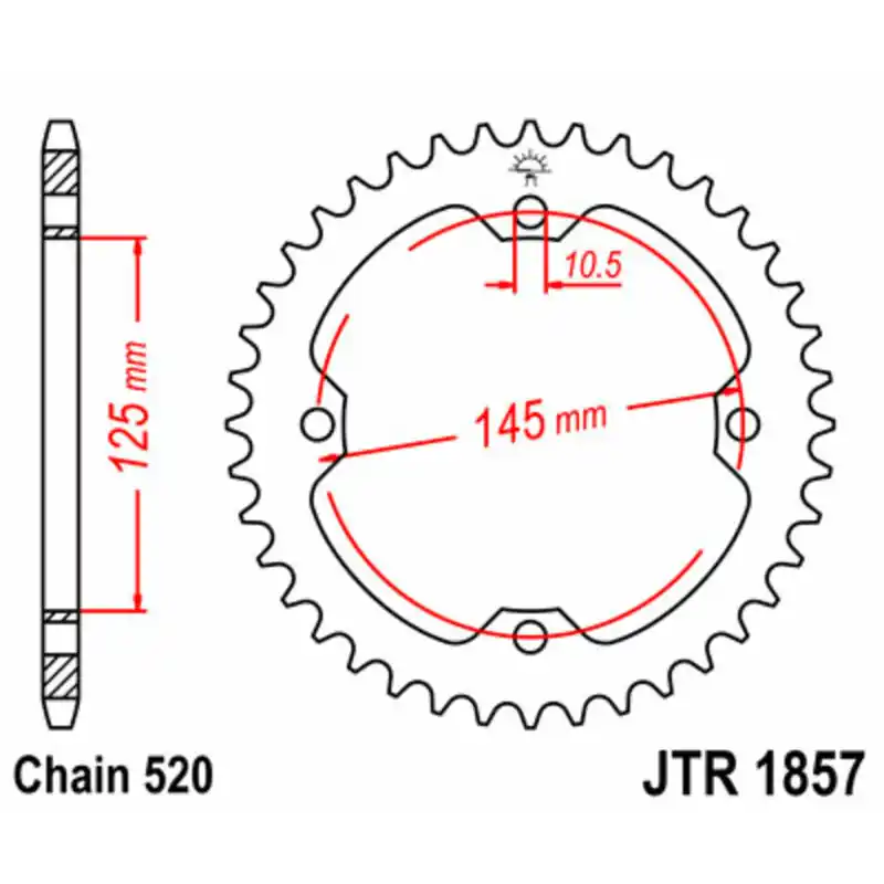 Couronne JT SPROCKETS acier standard 1857 – 520 Satisfait Ou Remboursé