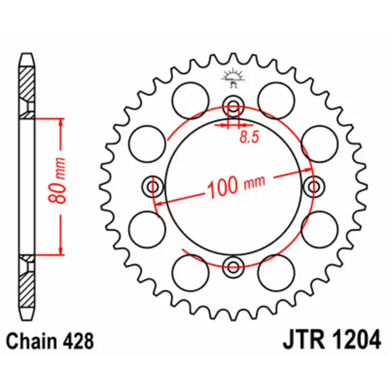 Couronne JT SPROCKETS acier standard 1204 - 428 Authentique