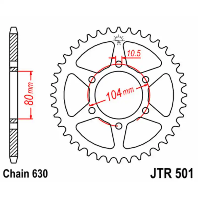 Couronne JT SPROCKETS acier standard 501 – 630 Usine Directe