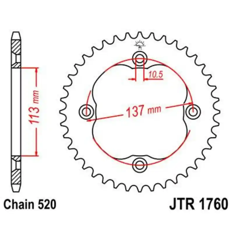 Couronne JT SPROCKETS acier standard 1760 – 520 Promotion