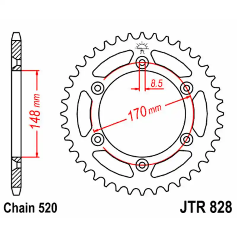 Couronne JT SPROCKETS acier standard 828 – 520 Acheter En Ligne