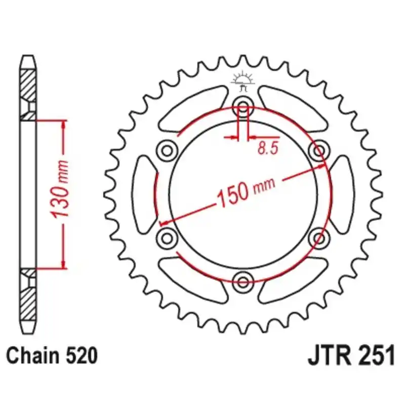 Soldes Couronne JT SPROCKETS acier anti-boue 251 – 520