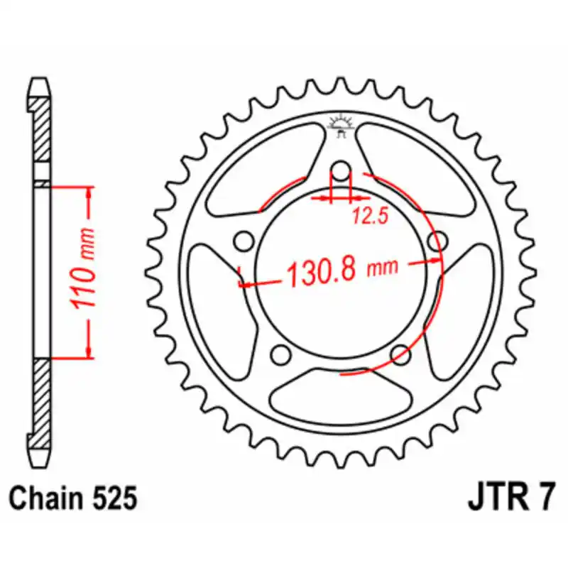 Couronne JT SPROCKETS acier standard 7 – 525 Livraison Express