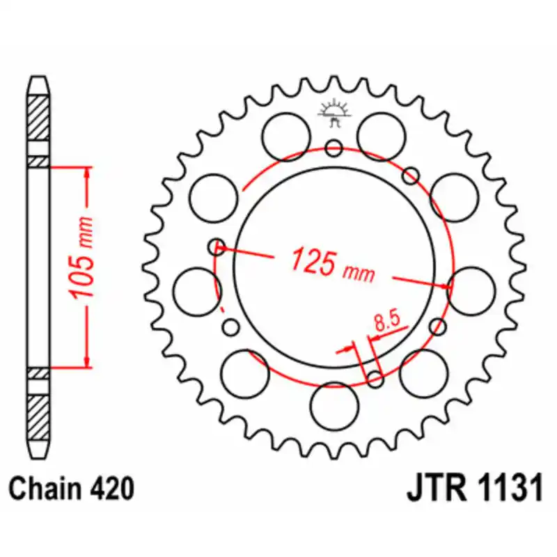 Couronne JT SPROCKETS acier standard 1131 – 420 Livraison Express