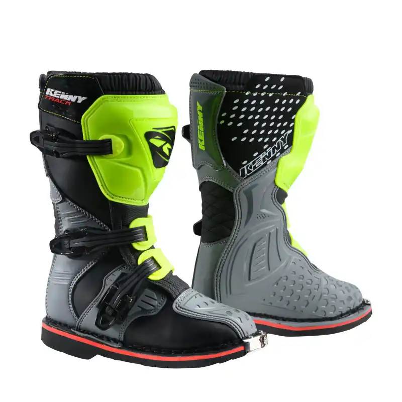 Bottes Cross KENNY TRACK Enfant Gris Jaune Fluo Top Vente