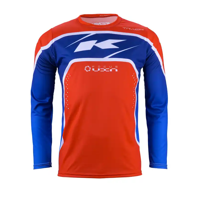 Super Prix Maillot Cross KENNY TRACK FOCUS Enfant Bleu Blanc Rouge