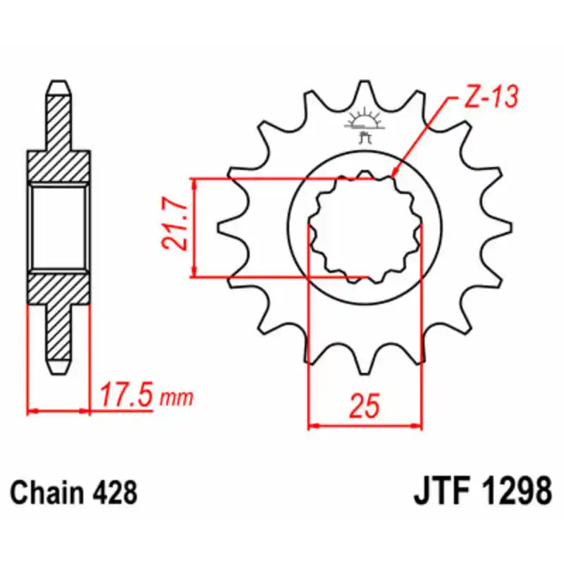 Remise Pignon JT SPROCKETS acier standard 1298 – 428
