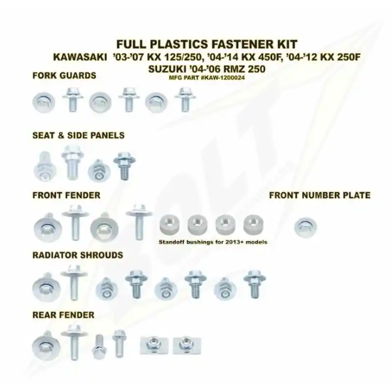 Affaire À Saisir Kit vis complet de plastiques Bolt Kawasaki KX-F250/450