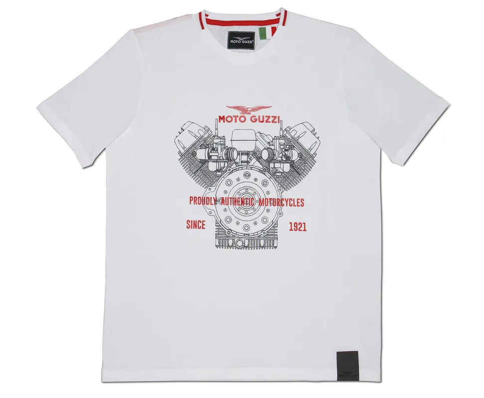 Dernière Chance T-shirt Moto Guzzi Homme Classic coton blanc S
