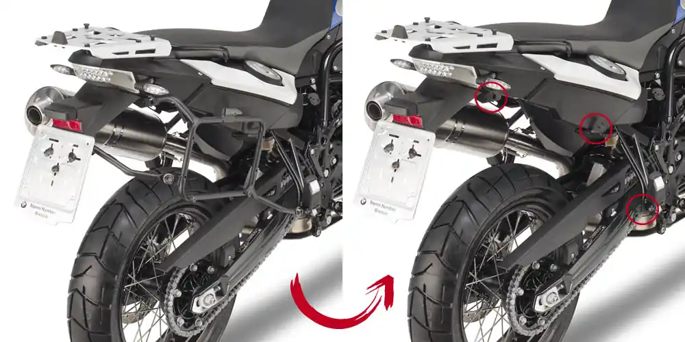 Top Vente Support de valises latérales amovible pour BMW F 650 GS / F 800 GS (année de construction 08-17) / F 700 GS (année de construction 13-17) Origina