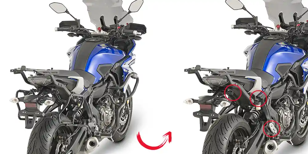 Paiement Sécurisé Support de valises latérales amovible pour Yamaha MT-07 Tracer (année 16-18) Givi