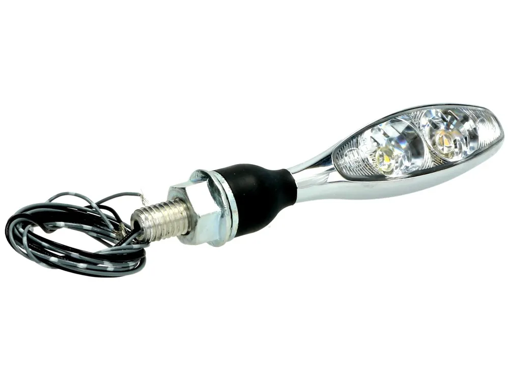 Usine Directe Clignotant Kellermann avec feu de position, Micro 1000 PL, acier, LED, VL/VR, 12 V, chrome brillant, M8x20