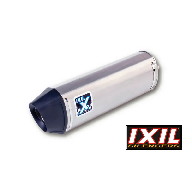 Silencieux d&rsquo;échappement IXIL HEXOVAL XTREM Honda CB 900 F Hornet, acier inoxydable argenté, embout noir, homologué E Certifié